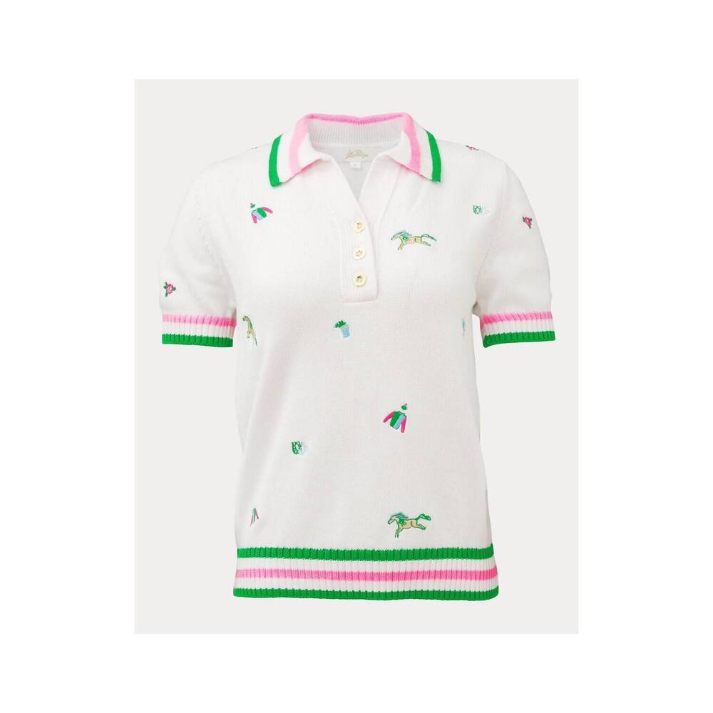 NEW LILLY PULITZER suzette embroidered sweater in resort white derby ditsy embro - Picture 6 of 7